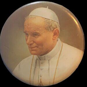 Vintage Pope John Paul II Pinback Button Photograph Catholic Religious S…​​​